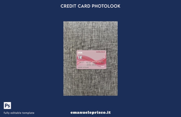 modello frontale photolook con carta visto bancario Austria Addiko stile verific